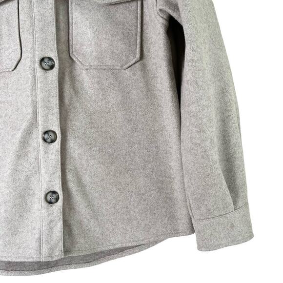 AVEC LES FILLES Button Front Boyfriend Shacket in Beige Oat Melange, Size Small - Picture 6 of 14